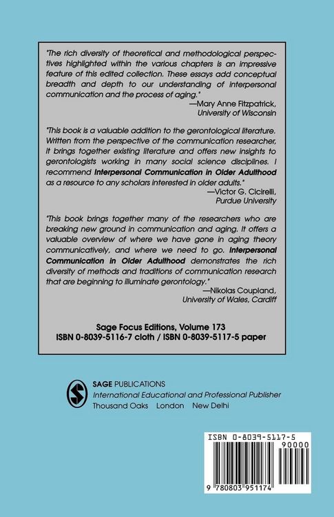 Produktbild: Interpersonal Communication in Older Adulthood