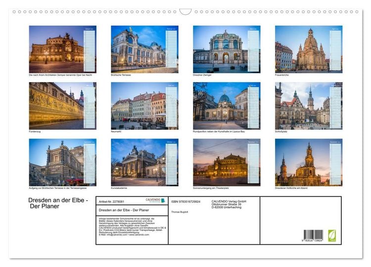 Produktbild: Dresden an der Elbe - Der Planer (Wandkalender 2026 DIN A2 quer), CALVENDO Monatskalender