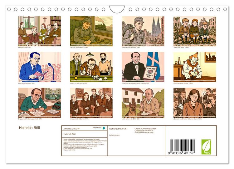 Produktbild: Heinrich B&ouml;ll (Wandkalender 2026 DIN A4 quer), CALVENDO Monatskalender