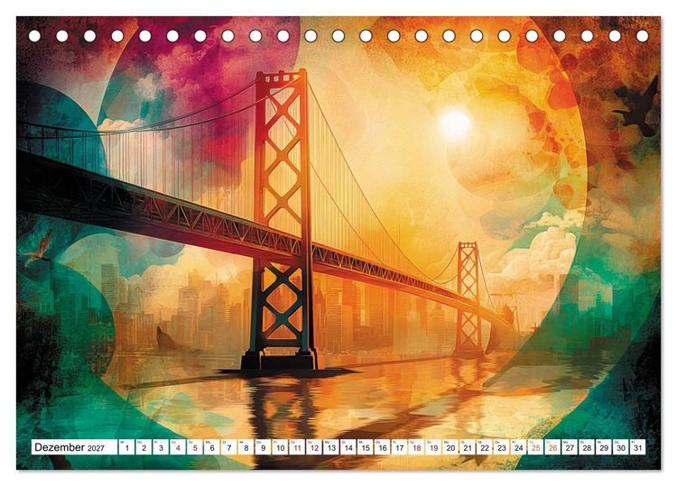 Produktbild: Die Golden Gate Bridge - Ikone am Pazifik (Tischkalender 2027 DIN A5 quer), CALVENDO Monatskalender