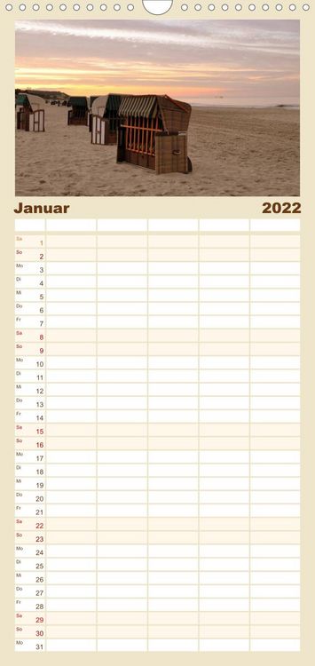 Produktbild: Familienplaner Strandkorb-Impressionen (Wandkalender 2022 , 21 cm x 45 cm, hoch)