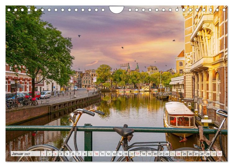 Produktbild: Ein Blick auf Amsterdam in Farbe (Wandkalender 2027 DIN A4 quer), CALVENDO Monatskalender