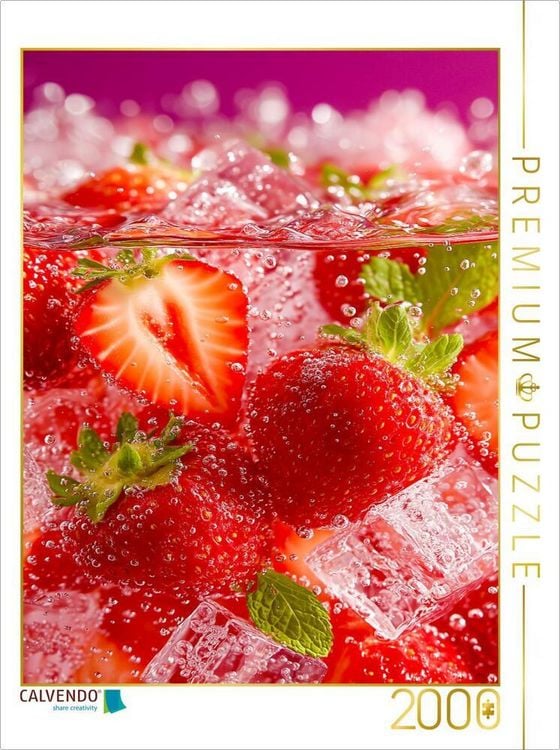 Produktbild: CALVENDO Puzzle Erdbeeren mit Eisw&uuml;rfeln und Minze | 2000 Teile Lege-Gr&ouml;&szlig;e 90x67cm Foto-Puzzle f&uuml;r gl&uuml;ckliche Stunden