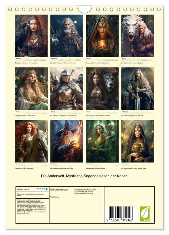 Produktbild: Die Anderwelt. Mystische Sagengestalten der Kelten (Wandkalender 2026 DIN A4 hoch), CALVENDO Monatskalender