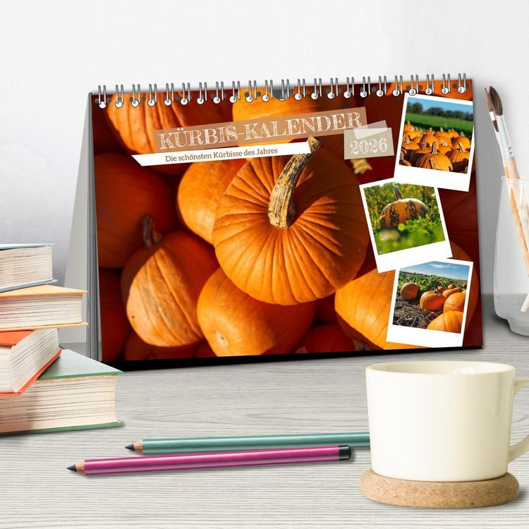 Produktbild: K&Uuml;RBIS KALENDER - Die sch&ouml;nsten K&uuml;rbisse des Jahres (Tischkalender 2026 DIN A5 quer), CALVENDO Monatskalender