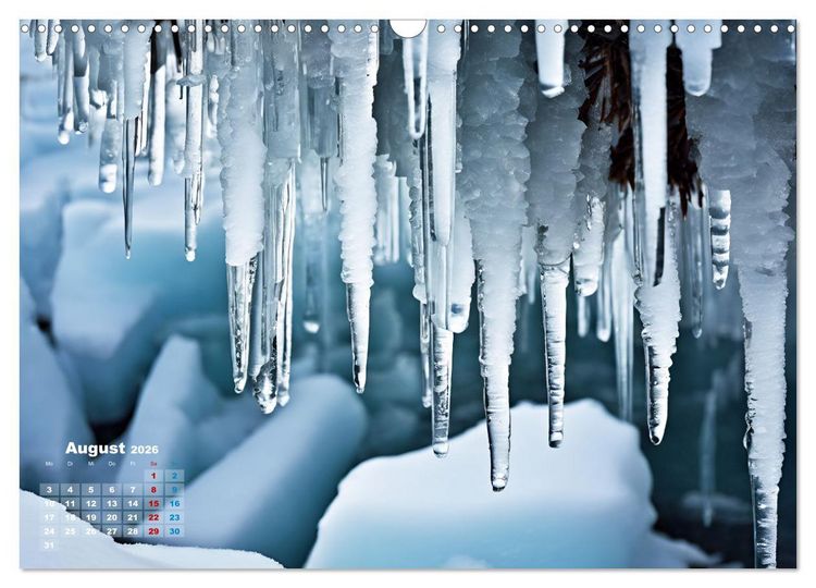 Produktbild: Schneekristalle und Eiszapfen Eisige Zeiten f&uuml;r alle Winterfans (Wandkalender 2026 DIN A3 quer), CALVENDO Monatskalender