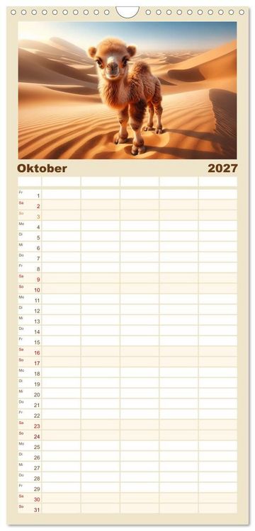 Produktbild: Familienplaner 2027 - Baby-Tiere mit 5 Spalten (Wandkalender, 21 x 45 cm) CALVENDO