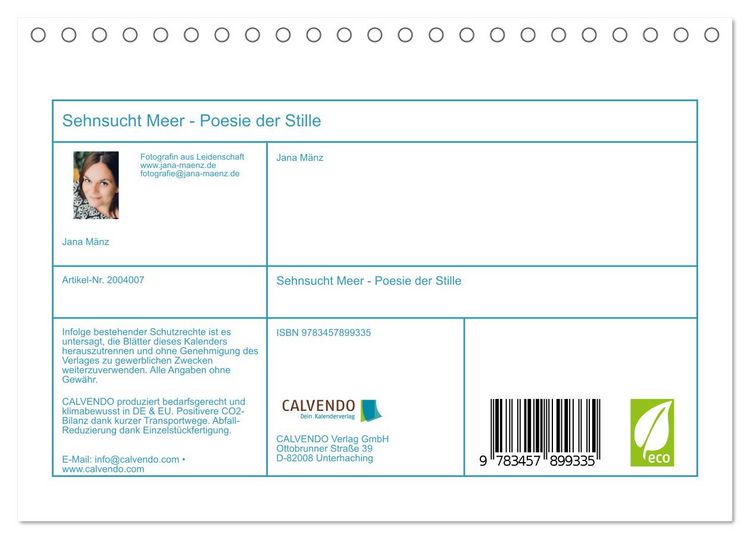 Produktbild: Sehnsucht Meer - Poesie der Stille (Tischkalender 2026 DIN A5 quer), CALVENDO Monatskalender