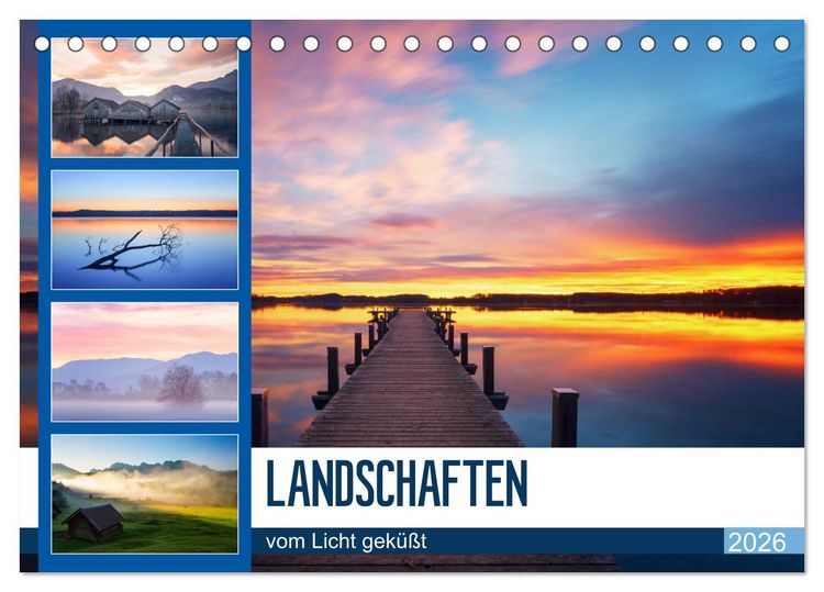 Produktbild: Landschaften vom Licht gek&uuml;&szlig;t (Tischkalender 2026 DIN A5 quer), CALVENDO Monatskalender