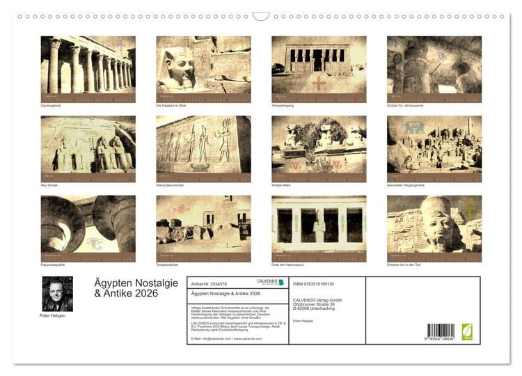 Produktbild: &Auml;gypten Nostalgie & Antike 2026 (Wandkalender 2026 DIN A2 quer), CALVENDO Monatskalender