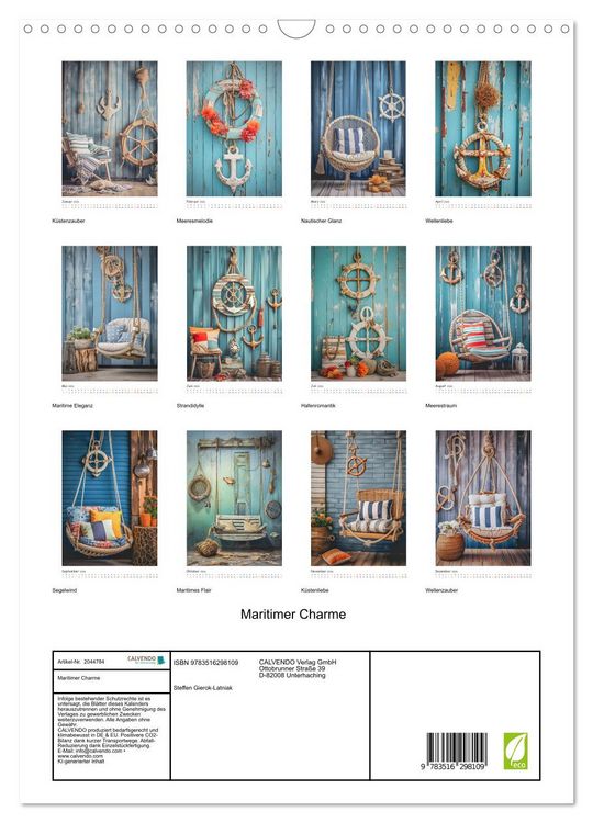 Produktbild: Maritimer Charme (Wandkalender 2026 DIN A3 hoch), CALVENDO Monatskalender