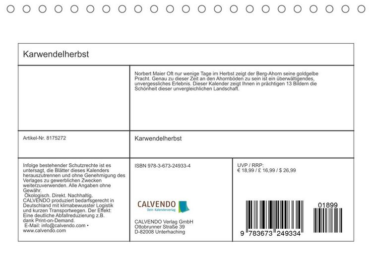 Produktbild: Karwendelherbst (Tischkalender 2022 DIN A5 quer)