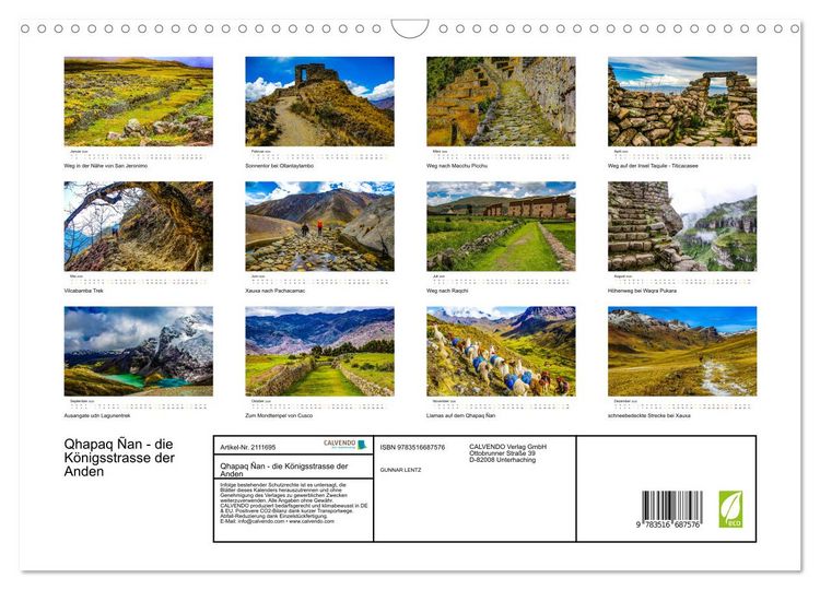 Produktbild: Qhapaq &Ntilde;an - die K&ouml;nigsstrasse der Anden (Wandkalender 2026 DIN A3 quer), CALVENDO Monatskalender