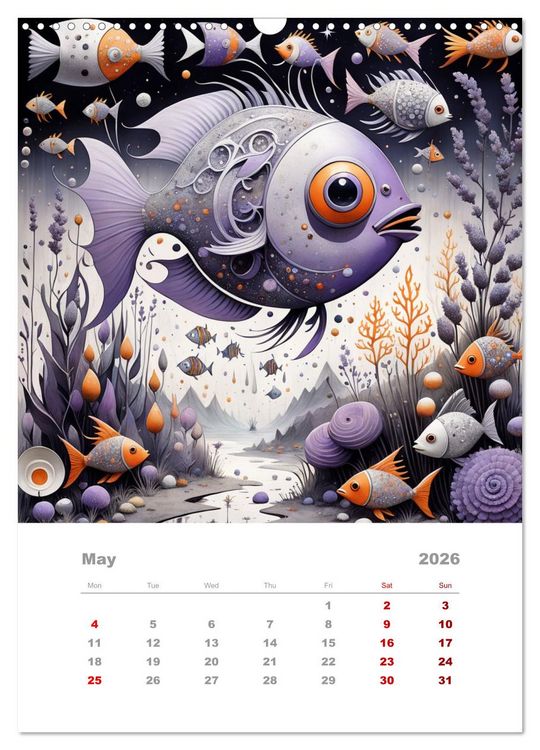 Produktbild: The adventures of the steel fish (Wall Calendar 2026 DIN A3 portrait), CALVENDO 12 Month Wall Calendar
