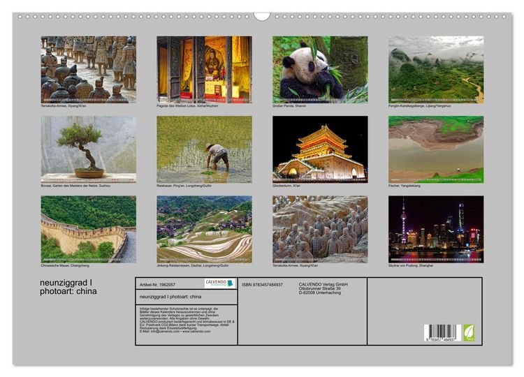 Produktbild: neunziggrad I photoart: china (Wandkalender 2026 DIN A2 quer), CALVENDO Monatskalender
