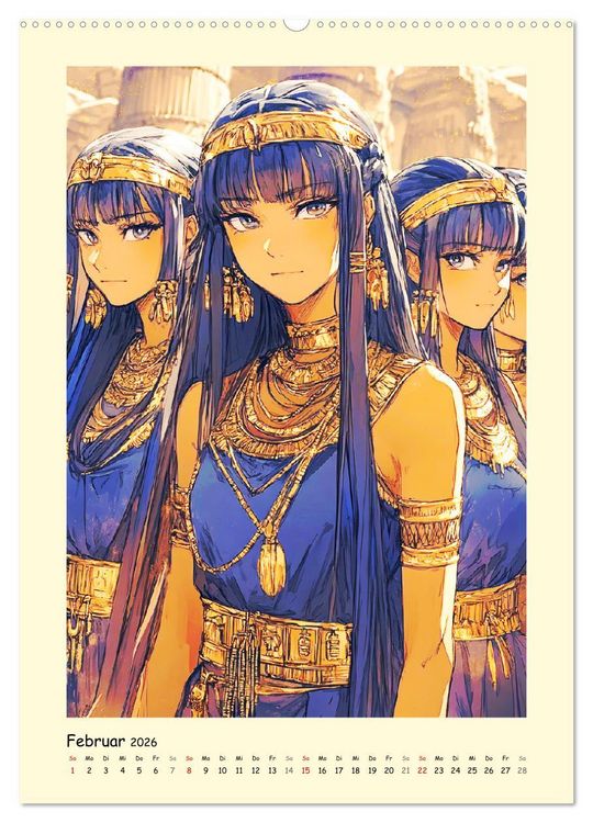 Produktbild: Im alten &Auml;gypten. Manga-M&auml;dchen im Pharaonenland (hochwertiger Premium Wandkalender 2026 DIN A2 hoch), Kunstdruck in Hochglanz