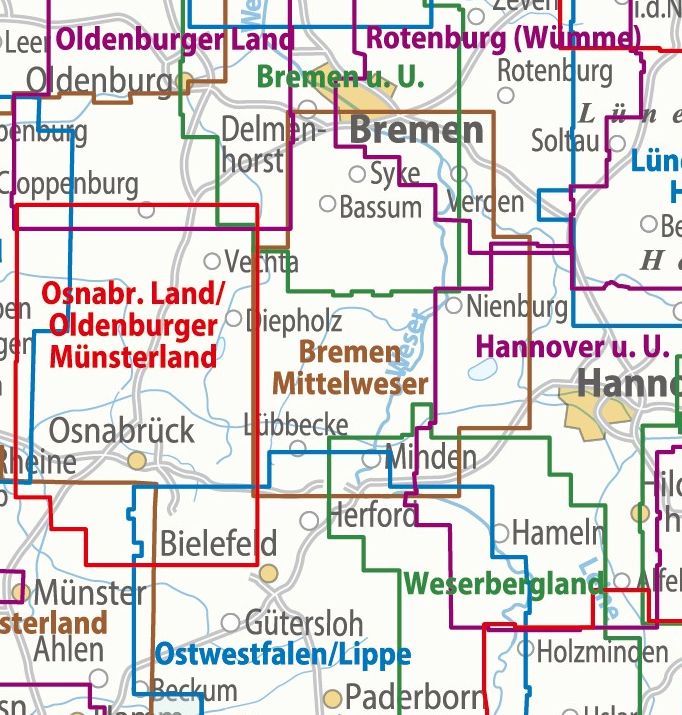 Produktbild: BVA ADFC Regionalkarte Bremen-Minden Mittelweser 1:75.000