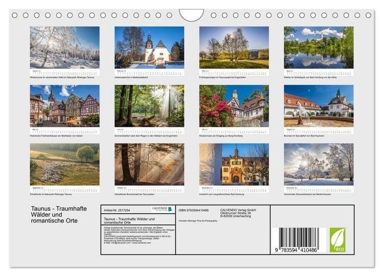 Produktbild: Taunus - Traumhafte W&auml;lder und romantische Orte (Wandkalender 2027 DIN A4 quer), CALVENDO Monatskalender