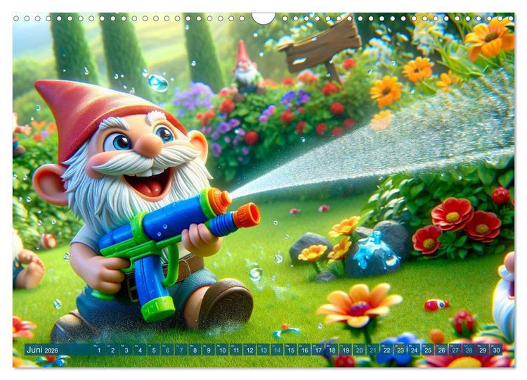 Produktbild: Jahreszeiten im Zwergenreich: Ein Gartenabenteuer (Wandkalender 2026 DIN A3 quer), CALVENDO Monatskalender
