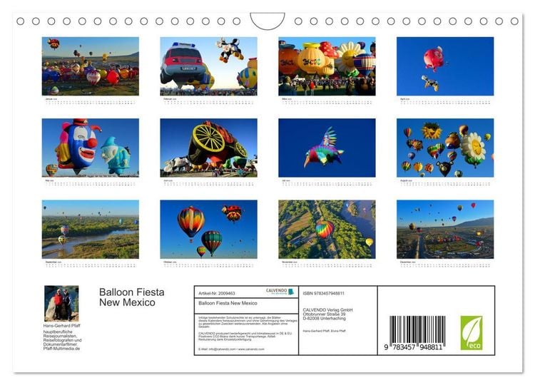 Produktbild: Balloon Fiesta New Mexico (Wandkalender 2026 DIN A4 quer), CALVENDO Monatskalender
