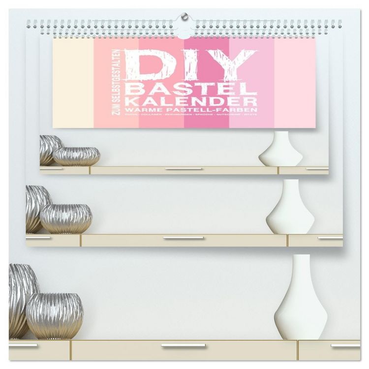 Produktbild: DIY Bastel-Kalender -Warme Pastell Farben- Zum Selbstgestalten (hochwertiger Premium Wandkalender 2026 DIN A2 quer), Kunstdruck in Hochglanz