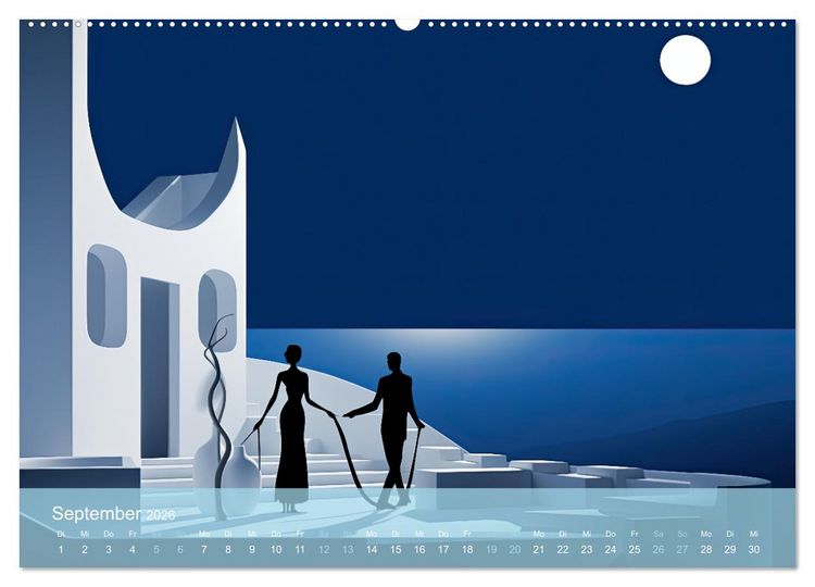 Produktbild: Santorini, Griechenland -Romatische Abendstimmung- (hochwertiger Premium Wandkalender 2026 DIN A2 quer), Kunstdruck in Hochglanz