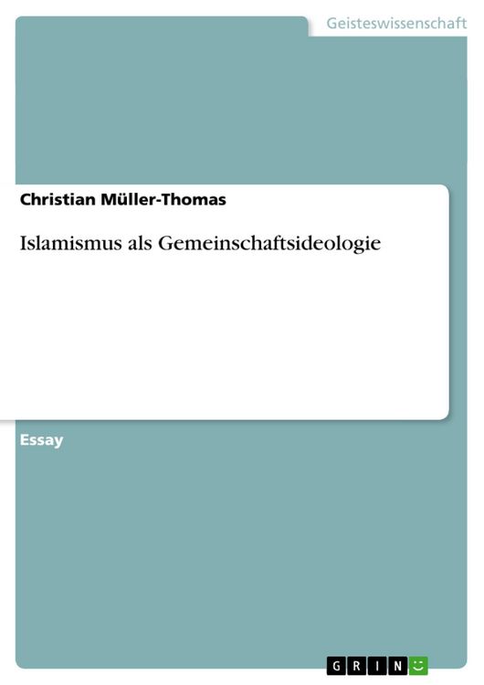 Produktbild: Islamismus als Gemeinschaftsideologie