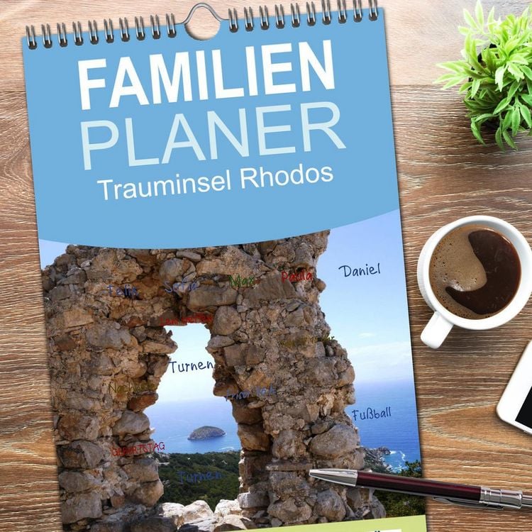 Produktbild: Familienplaner 2026 - Trauminsel Rhodos mit 5 Spalten (Wandkalender, 21 x 45 cm) CALVENDO