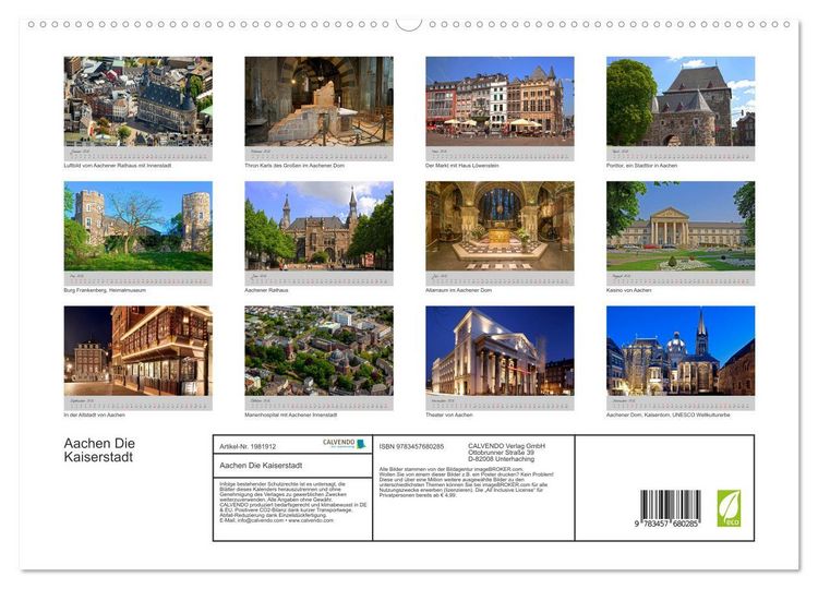 Produktbild: Aachen Die Kaiserstadt (hochwertiger Premium Wandkalender 2026 DIN A2 quer), Kunstdruck in Hochglanz