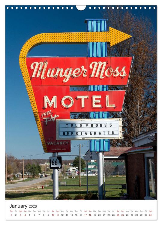 Produktbild: Historic Route 66 Motel (Wall Calendar 2026 DIN A3 portrait), CALVENDO 12 Month Wall Calendar