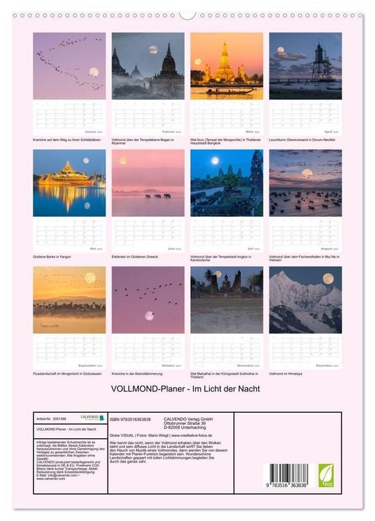 Produktbild: VOLLMOND-Planer - Im Licht der Nacht (Wandkalender 2026 DIN A2 hoch), CALVENDO Monatskalender