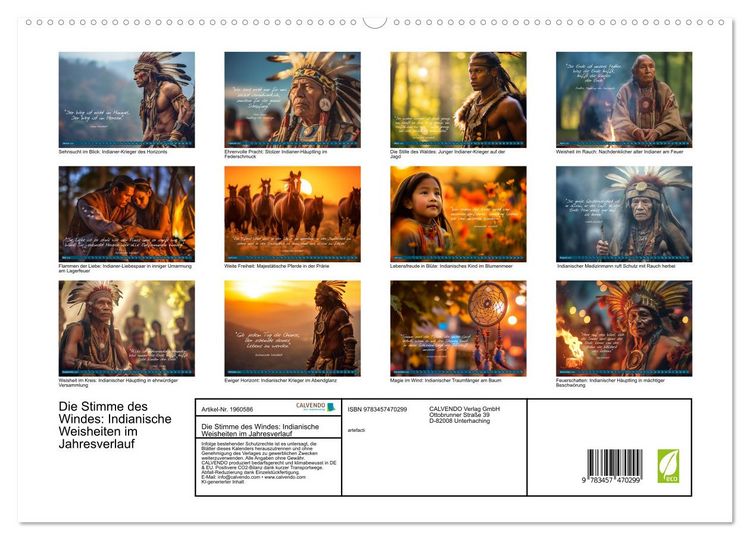 Produktbild: Die Stimme des Windes: Indianische Weisheiten im Jahresverlauf (hochwertiger Premium Wandkalender 2026 DIN A2 quer), Kunstdruck in Hochglanz
