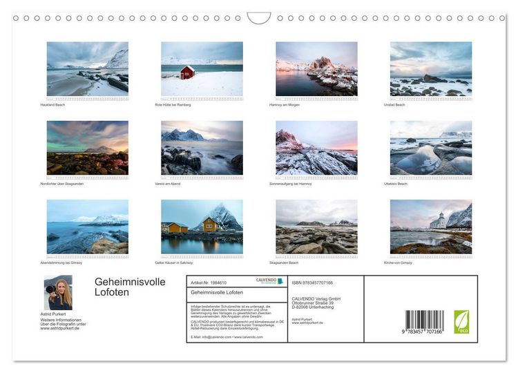 Produktbild: Geheimnisvolle Lofoten (Wandkalender 2026 DIN A3 quer), CALVENDO Monatskalender