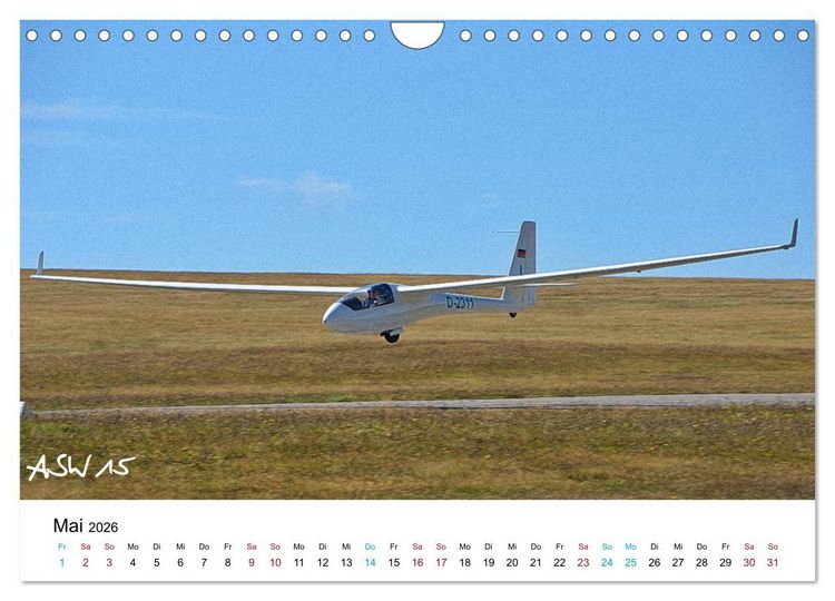 Produktbild: Flugzeuge auf der Wasserkuppe 2026 (Wandkalender 2026 DIN A4 quer), CALVENDO Monatskalender