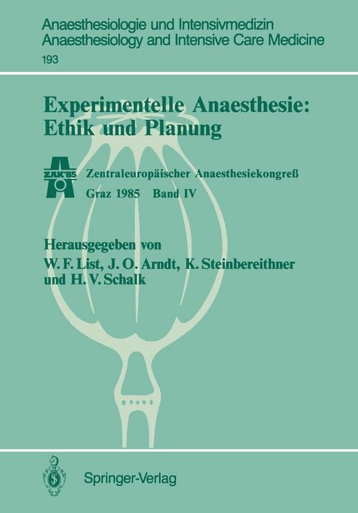 Produktbild: Experimentelle Anaesthesie: Ethik und Planung