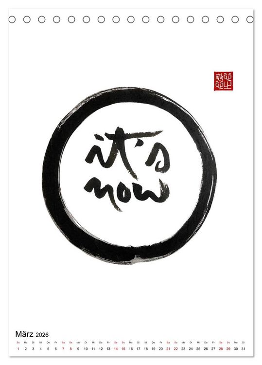 Produktbild: Zen Art Kalligraphie inspiriert von Zen-Meister Th&iacute;ch Nhất Hạnh (Tischkalender 2026 DIN A5 hoch), CALVENDO Monatskalender