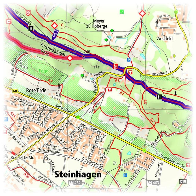Produktbild: Publicpress Leporello Wanderkarte Hermannsweg, Rheine, Leopoldstal 1:25.000