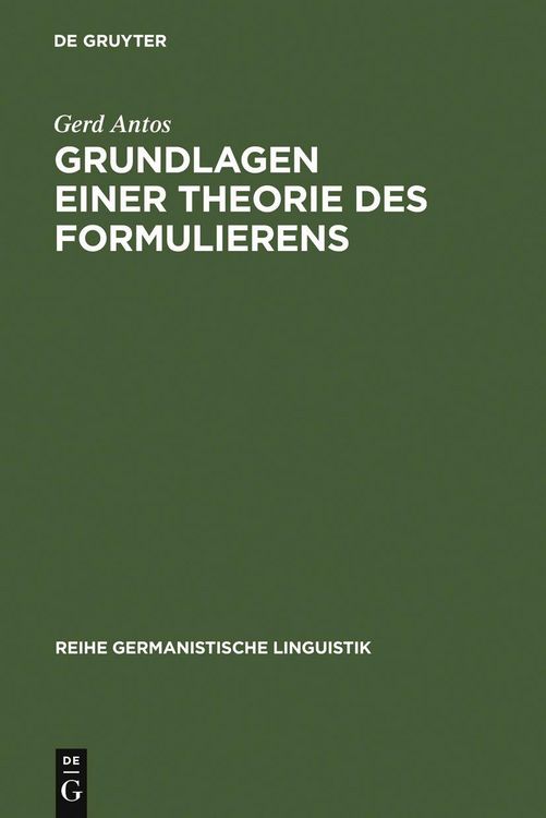 Produktbild: Grundlagen einer Theorie des Formulierens