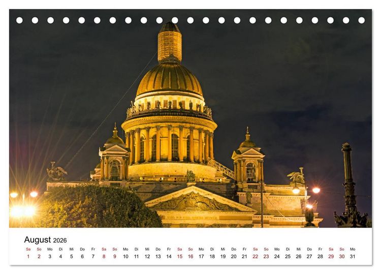 Produktbild: St. Petersburg bei Nacht (Tischkalender 2026 DIN A5 quer), CALVENDO Monatskalender