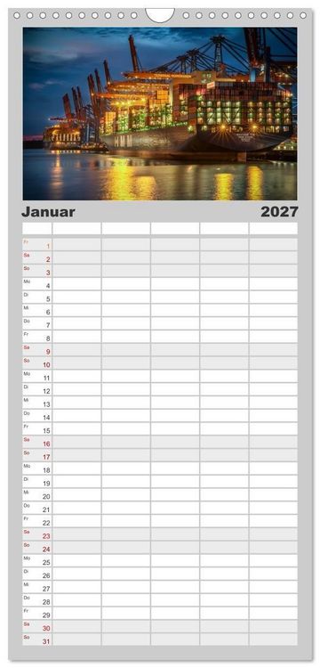 Produktbild: Familienplaner 2027 - Magic Nights Containerschiffe mit 5 Spalten (Wandkalender, 21 x 45 cm) CALVENDO