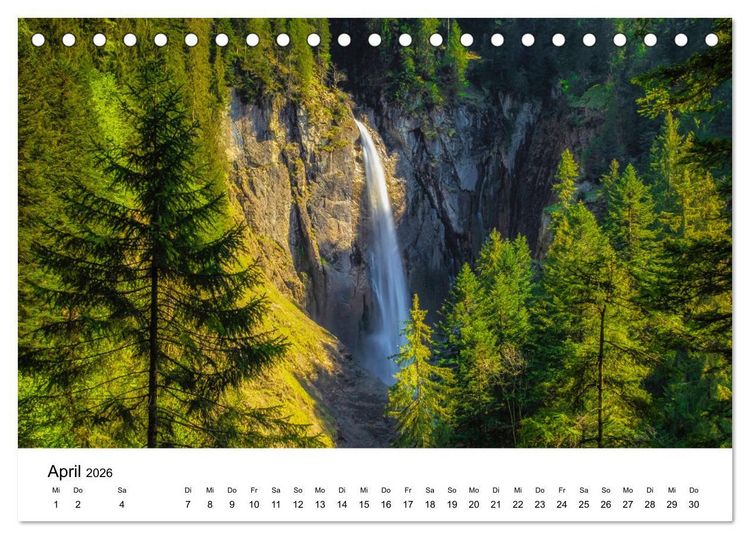 Produktbild: Wasserfallwelt Schweiz (Tischkalender 2026 DIN A5 quer), CALVENDO Monatskalender