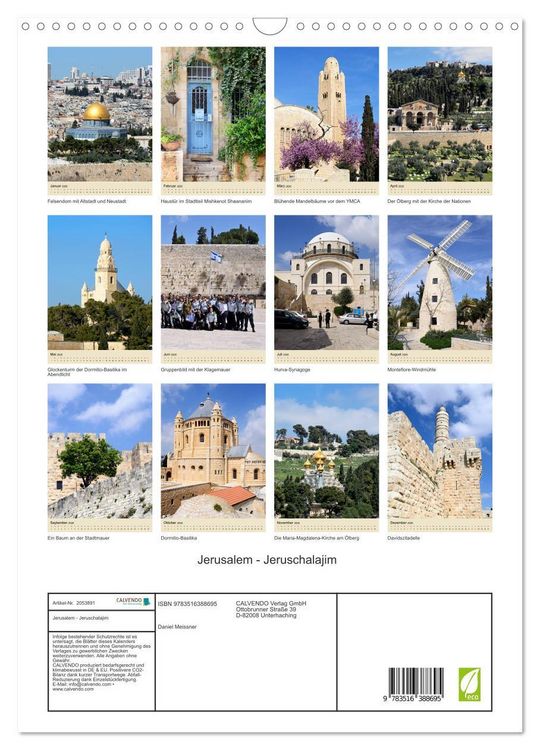 Produktbild: Jerusalem - Jeruschalajim (Wandkalender 2026 DIN A3 hoch), CALVENDO Monatskalender