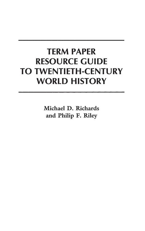 Produktbild: Term Paper Resource Guide to Twentieth-Century World History