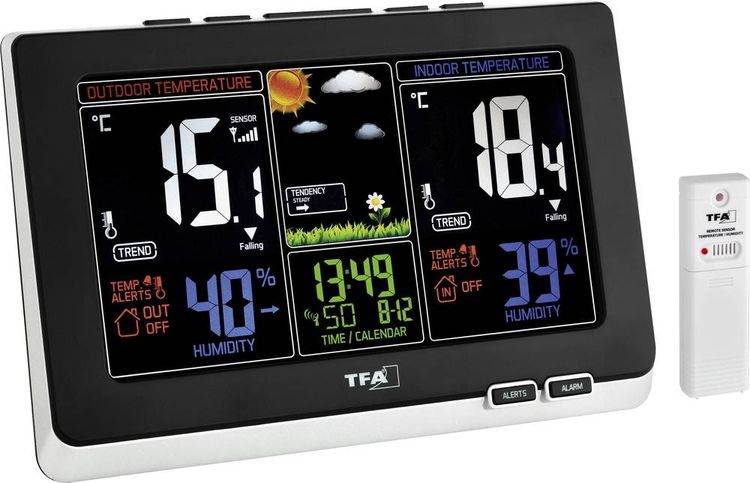 Produktbild: TFA Dostmann Spring 35.1129.01 Funk-Wetterstation Vorhersage f&uuml;r 6 bis 12 Stunden Anzahl Sensoren max. 1