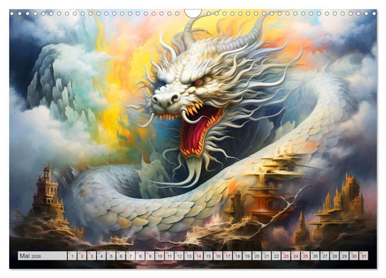 Produktbild: Jahr des Drachen - Im Stil des chinesischen Tierkreiszeichens (Wandkalender 2026 DIN A3 quer), CALVENDO Monatskalender