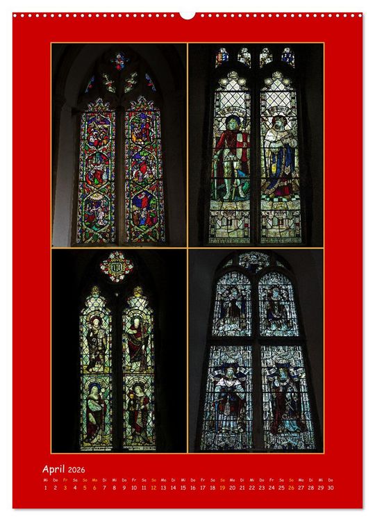 Produktbild: Glasmalerei englischer Kirchen (hochwertiger Premium Wandkalender 2026 DIN A2 hoch), Kunstdruck in Hochglanz