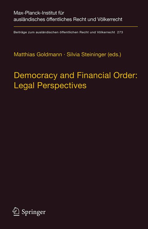 Produktbild: Democracy and Financial Order: Legal Perspectives