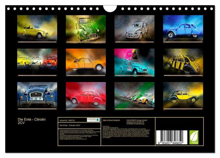 Produktbild: Die Ente - Citro&euml;n 2CV (Wandkalender 2026 DIN A4 quer), CALVENDO Monatskalender