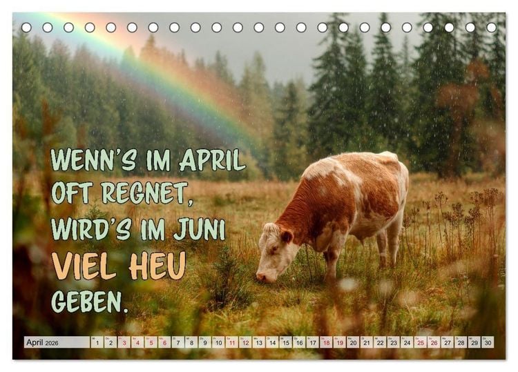 Produktbild: Bauernweisheiten - Stimmen der Natur (Tischkalender 2026 DIN A5 quer), CALVENDO Monatskalender