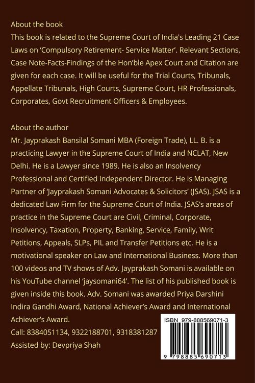 Produktbild: Compulsory Retirement- Service Matters- Supreme Court's Latest Leading Case Laws